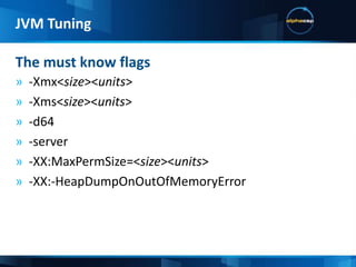 Garbage First - Minor CollectionGarbage CollectorsSimilar to Parallel NewCompacts young regions Also compacts old regions if there’s timeGarbage First - Major CollectionReclaims empty regions at once