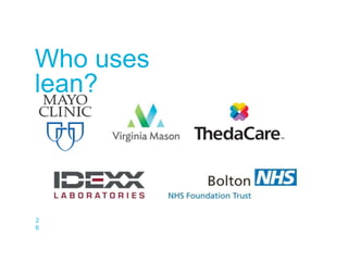 2
6
Who uses
lean?
 