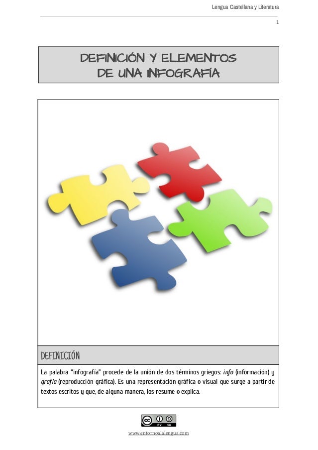 Lengua Castellana y Literatura
 
1
 
DEFINICIÓN Y ELEMENTOS  
DE UNA INFOGRAFÍA 
 
 
 
 
 
 
 
 
 
 
 
 
 
 
DEFINICIÓN 
L...