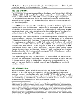 FINAL DRAFT – Analysis of Alternatives (AoA) for Wireless Capabilities                                 March 23, 2007
for ...