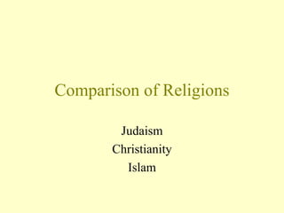 Comparison of Religions Judaism Christianity Islam 