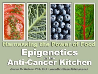Epigeneticsin the
Anti-Cancer Kitchen
Jeanne M. Wallace, PhD, CNC • www.Nutritional-Solutions.net
Harnessing the Power of Food
 