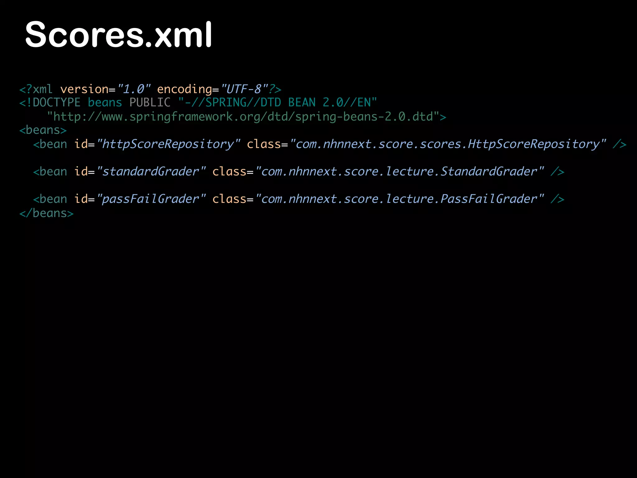 class
Lecture
interface
Grader
class
ScoreRepository Score
Server
LectureTest
Transitive Dependency	
 