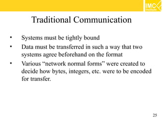 Traditional Communication
•   Systems must be tightly bound
•   Data must be transferred in such a way that two
    system...