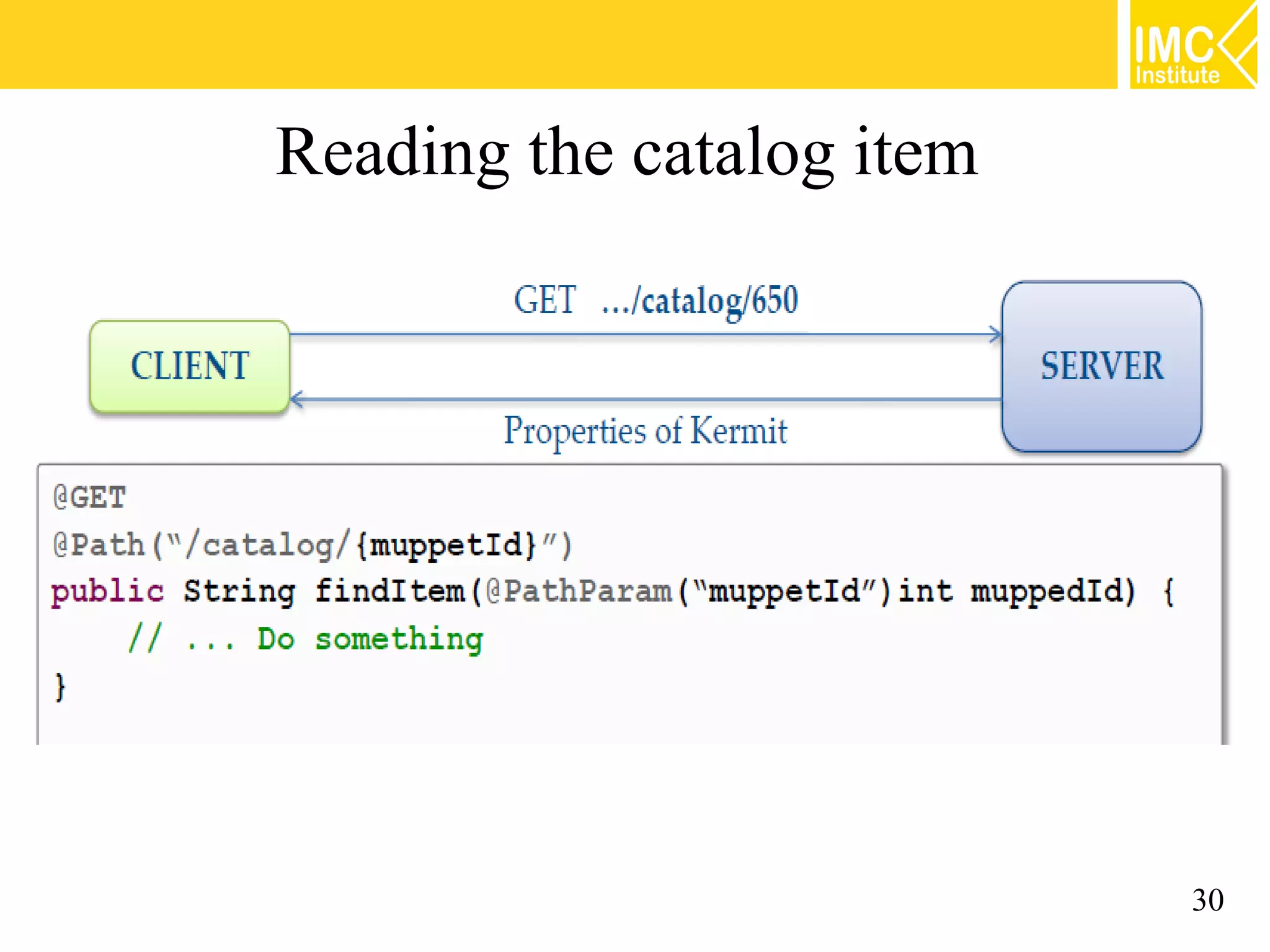 Reading the catalog item




                           30
 