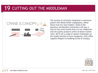 19   CUTTING OUT THE MIDDLEMAN




                               rates. We’ll see a range of upstart challengers as




                                                                          BACK TO 100




 100 THINGS TO WATCH IN 2013
 