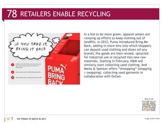 ramping up efforts to keep clothing out of


                              can deposit used clothing and shoes (of any



                              similarly start collecting used clothing. And




                                                                         BACK TO 100




100 THINGS TO WATCH IN 2013
 