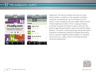 57 THE MARIJUANA MARKET

BACK TO 100

100 THINGS TO WATCH IN 2014

 