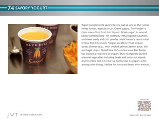 74 SAVORY YOGURT

BACK TO 100

100 THINGS TO WATCH IN 2014

Blue Hill Yogurt

 