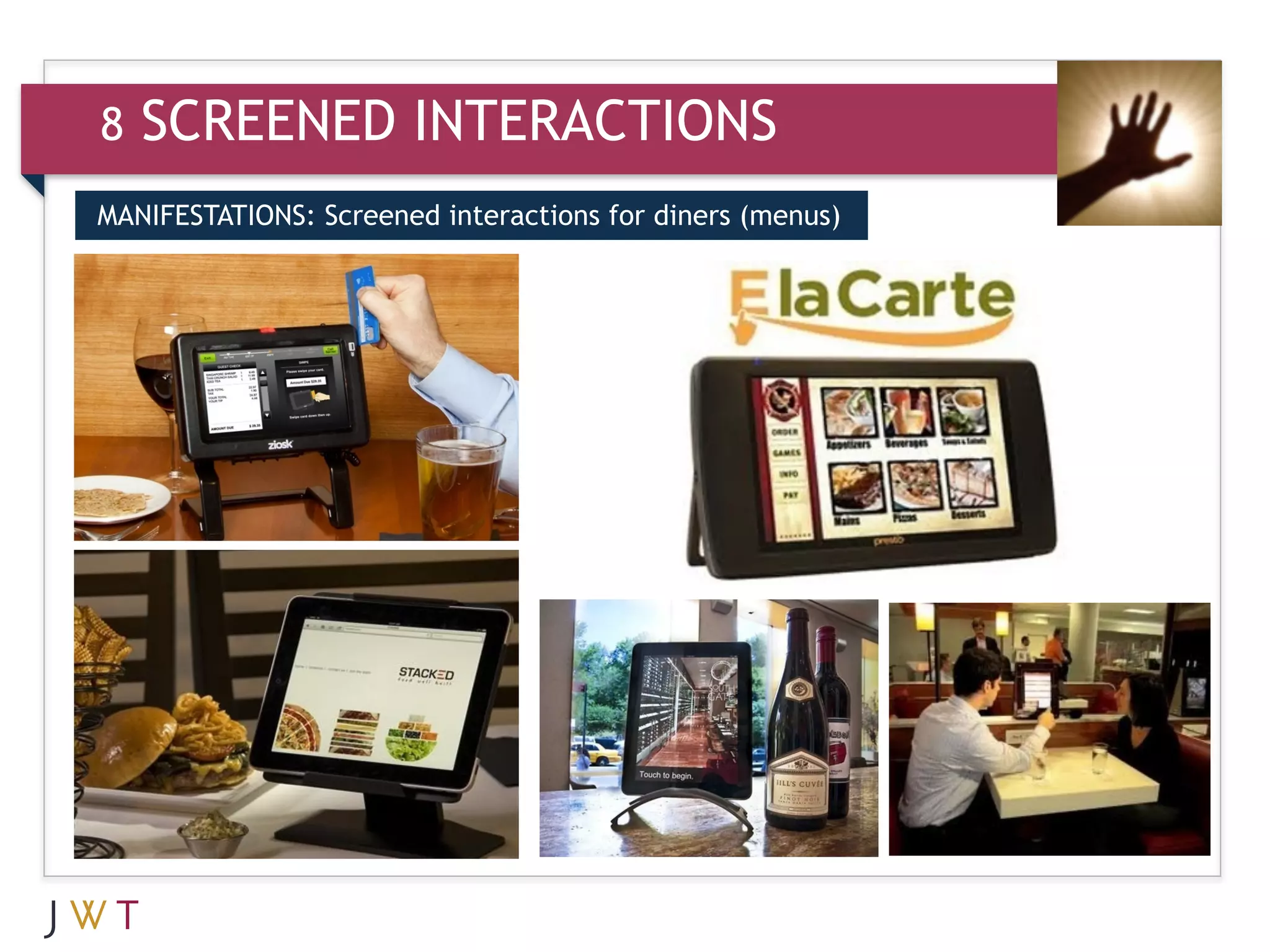 8   SCREENED INTERACTIONS
MANIFESTATIONS: Screened interactions for diners (menus)


3   GENERATION GO
 
