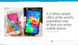 @JWTINSIDE #INSIDEinsights
4.3 billion people
(46% of the world’s
population) own
at least one active
mobile device.
– The...