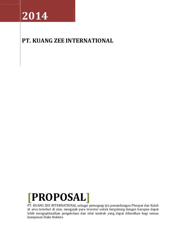 Proposal Pendirian Setup Manufacture Phospat Kalsit