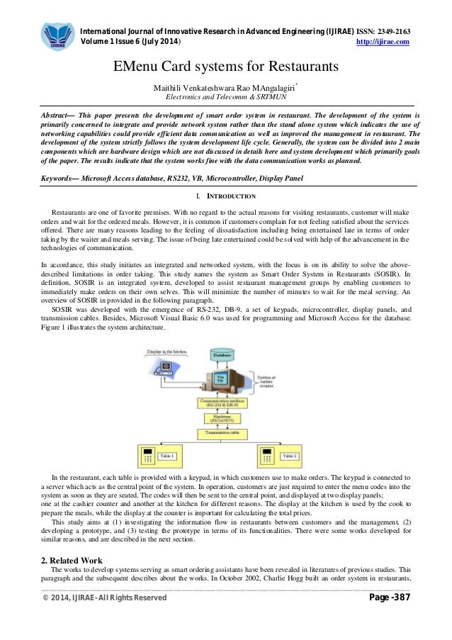 emenu card systems for restaurants
