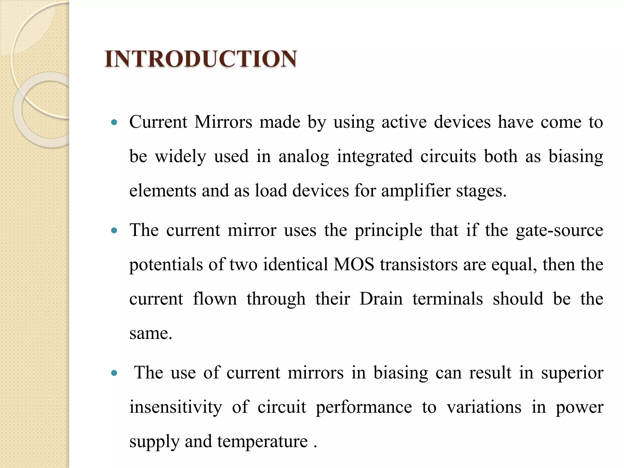 A New CMOS Voltage Divider Based Current Mirror, Compared with the ...