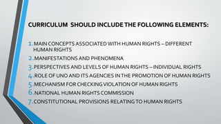 CONCEPT OF HUMAN RIGHTS EDUCATION,CHARACTERISTICS, OBJECTIVE AND ...