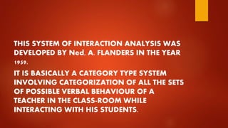 flanders’ system of interaction analysis | PPT
