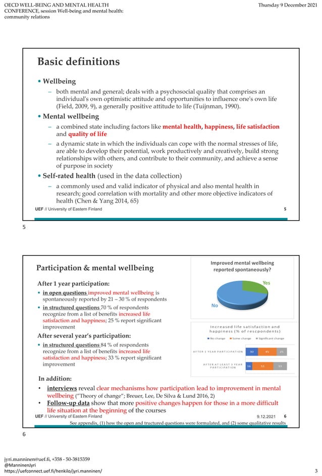OECD Well-being and Mental Health Conference, Jyri Manninen, University