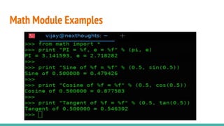 Math Module Examples
 
