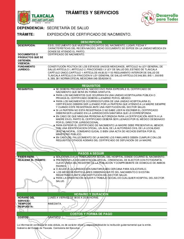 Expedicion De Certificado De Nacimiento