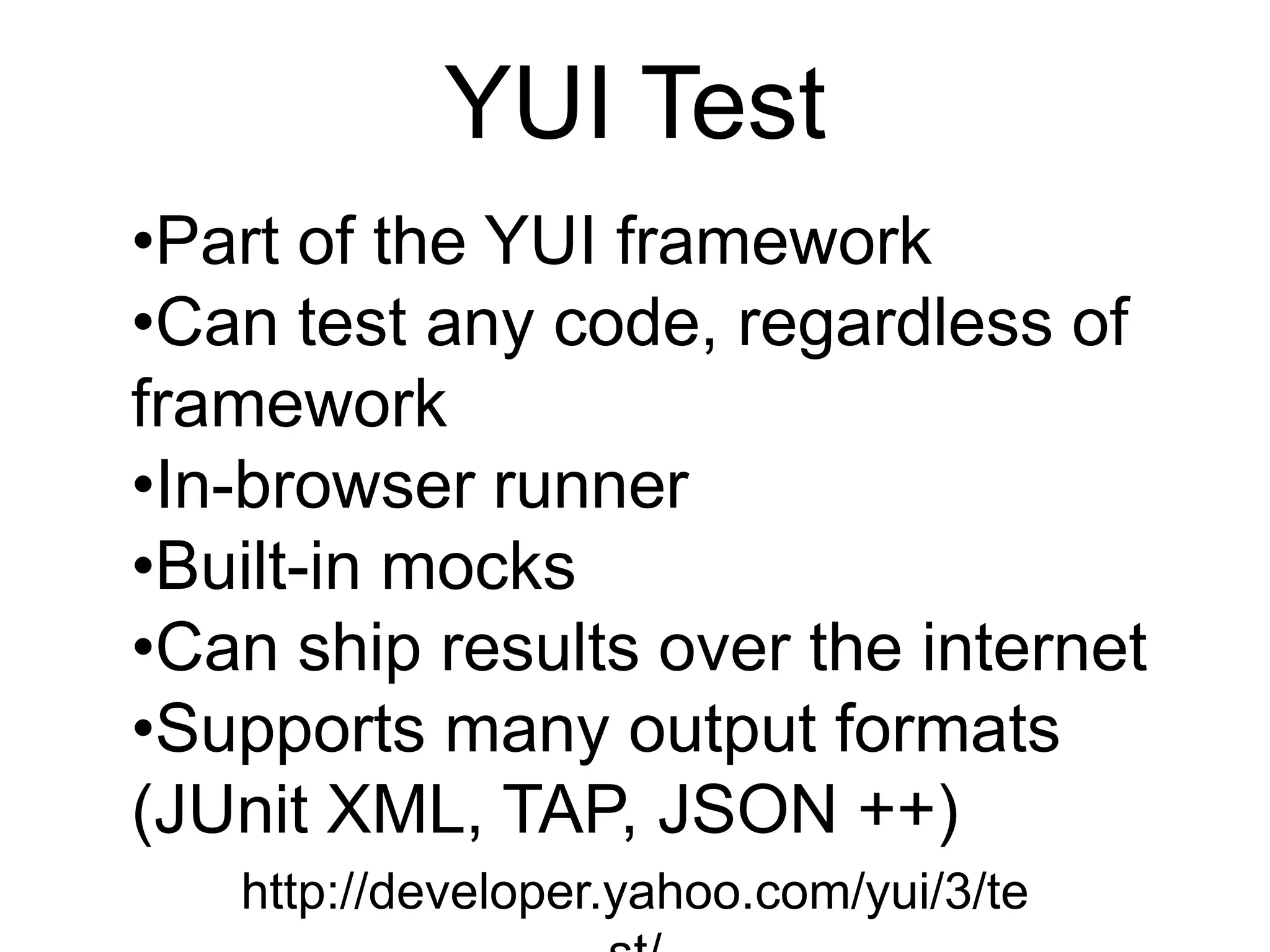 In-browser test frameworks