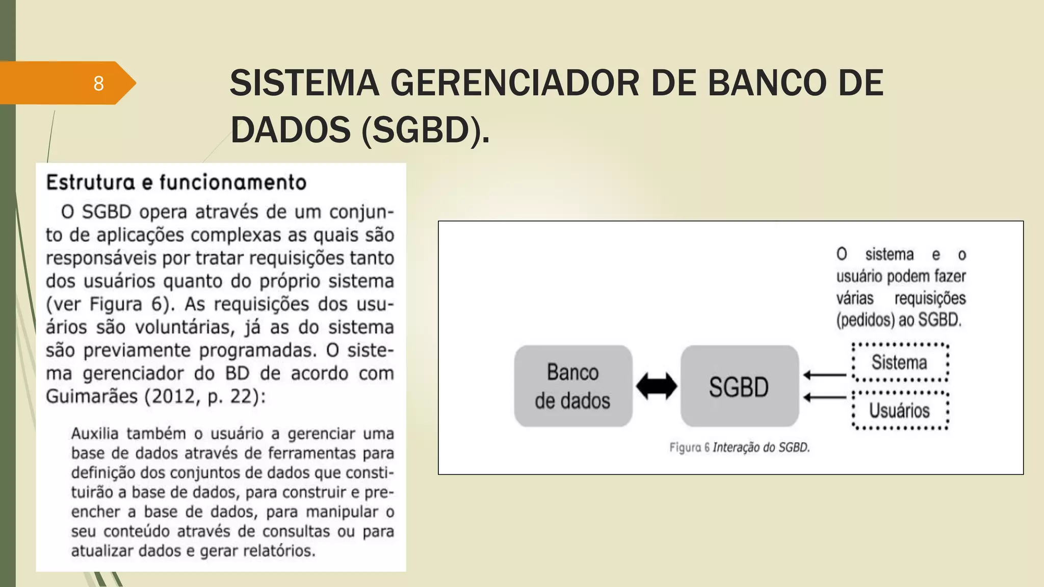 SISTEMA GERENCIADOR DE BANCO DE 
DADOS (SGBD). 
8 
 