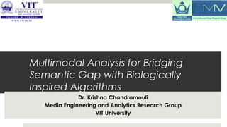 Multimodal Analysis for Bridging
Semantic Gap with Biologically
Inspired Algorithms
Dr. Krishna Chandramouli
Media Engineering and Analytics Research Group
VIT University
 