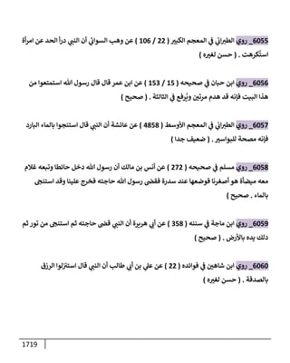 1719
6055
_
‫روي‬
‫ر‬
‫إلكبي‬ ‫إلمعجم‬ ‫ي‬
‫ض‬ ‫ي‬
‫إب‬‫إلطي‬
(
22
/
106
)
‫أة‬‫ر‬‫إم‬ ‫عن‬ ‫إلحد‬ ‫أ‬‫ر‬‫د‬ ‫ي‬
‫إلنب‬ ‫أن‬ ‫ي‬
‫إلسوإب‬ ‫وهب‬ ‫عن‬
‫كرهت‬
ُ
‫إست‬
.
(
‫ه‬ ‫ر‬
‫لغي‬ ‫حسن‬
)
6056
_
‫روي‬
‫صحيحه‬ ‫ي‬
‫ض‬ ‫حبإن‬ ‫إبن‬
(
15
/
153
)
‫من‬ ‫إستمتعوإ‬ ‫تل‬ ‫رسول‬ ‫قإل‬ ‫قإل‬ ‫عمر‬ ‫إبن‬ ‫عن‬
‫إلثإلثة‬ ‫ي‬
‫ض‬ ‫رفع‬
ُ
‫وي‬ ‫ر‬
‫مرتي‬ ‫هدم‬ ‫قد‬ ‫فؤنه‬ ‫إلبيت‬ ‫هذإ‬
.
(
‫صحيح‬
)
6057
_
‫روي‬
‫إألوسط‬ ‫إلمعجم‬ ‫ي‬
‫ض‬ ‫ي‬
‫إب‬‫إلطي‬
(
4858
)
‫إلبإرد‬ ‫بإلمإء‬ ‫إستنجوإ‬ ‫قإل‬ ‫ي‬
‫إلنب‬ ‫أن‬ ‫عإئشة‬ ‫عن‬
‫ر‬
‫للبوإسي‬ ‫مصحة‬ ‫فؤنه‬
.
(
‫جدإ‬ ‫ضعيف‬
)
6058
_
‫روي‬
‫صحيحه‬ ‫ي‬
‫ض‬ ‫مسلم‬
(
272
)
‫غةلم‬ ‫وتبعه‬ ‫حإئطإ‬ ‫دخل‬ ‫تل‬ ‫رسول‬ ‫أن‬ ‫مإلك‬ ‫بن‬ ‫أنس‬ ‫عن‬
‫إستنح‬ ‫وقد‬ ‫علينإ‬ ‫فخرج‬ ‫حإجته‬ ‫تل‬ ‫رسول‬ ‫فقر‬ ‫سدرة‬ ‫عند‬ ‫فوضعهإ‬ ‫أصغرنإ‬ ‫هو‬ ‫ميضأة‬ ‫معه‬
‫بإلمإء‬
.
‫صحيح‬
)
6059
_
‫روي‬
‫سننه‬ ‫ي‬
‫ض‬ ‫مإجة‬ ‫إبن‬
(
358
)
‫ثم‬ ‫تور‬ ‫من‬ ‫إستنح‬ ‫ثم‬ ‫حإجته‬ ‫قر‬ ‫ي‬
‫إلنب‬ ‫أن‬ ‫هريرة‬ ‫ي‬
‫أب‬ ‫عن‬
‫بإألرض‬ ‫يده‬ ‫دلك‬
.
(
‫صحيح‬
)
6060
_
‫روي‬
‫فوإئده‬ ‫ي‬
‫ض‬ ‫ر‬
‫شإهي‬ ‫إبن‬
(
22
)
‫إلرزق‬ ‫لوإ‬‫إستي‬ ‫قإل‬ ‫ي‬
‫إلنب‬ ‫أن‬ ‫طإلب‬ ‫ي‬
‫أب‬ ‫بن‬ ‫ي‬
‫عىل‬ ‫عن‬
‫بإلصدقة‬
.
(
‫ه‬ ‫ر‬
‫لغي‬ ‫حسن‬
)
 
