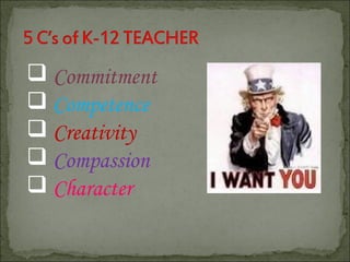  Commitment
 Competence
 Creativity
 Compassion
 Character
 