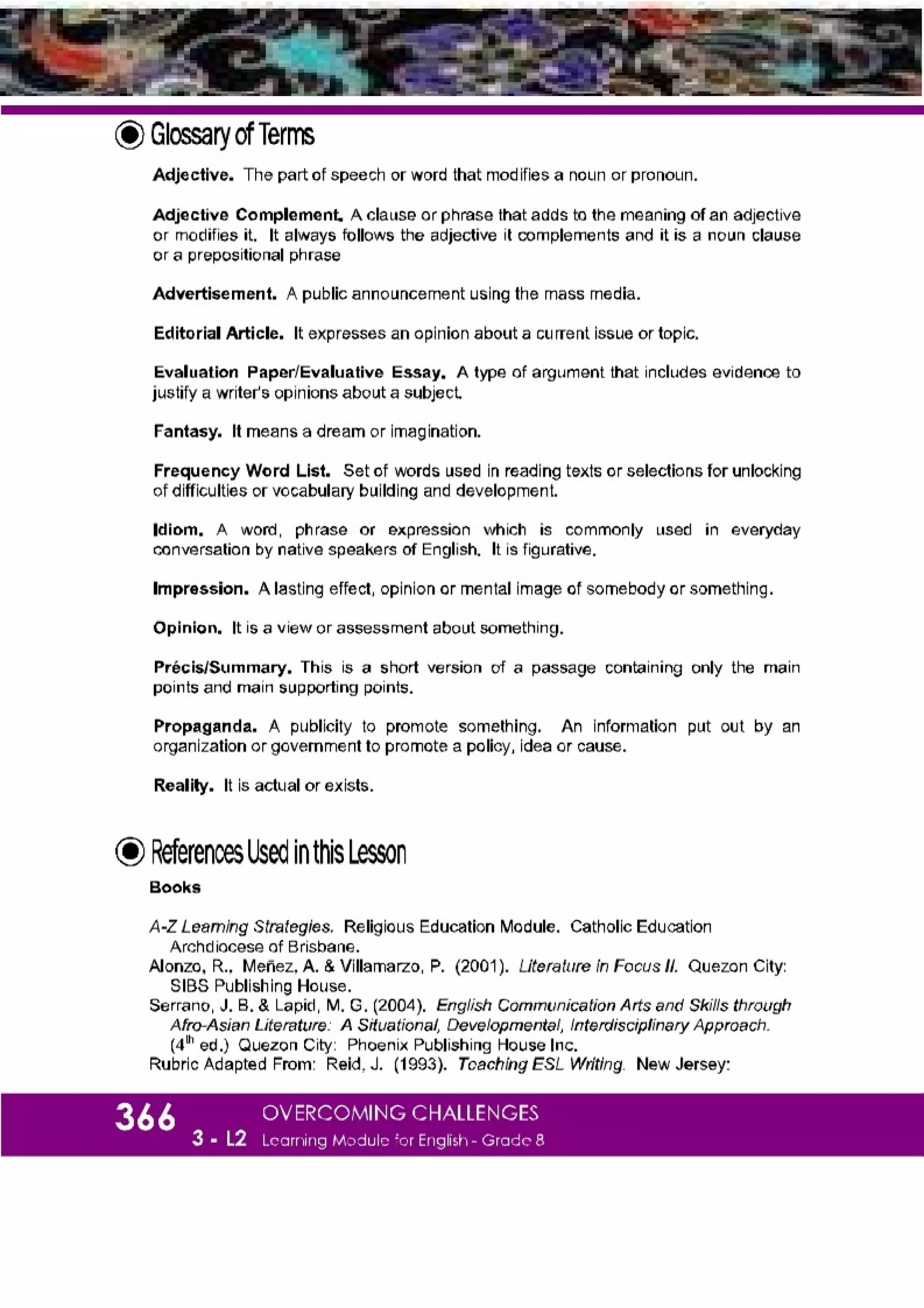 K-12 Grade 8 English Quarter 3 Lesson 2 Module