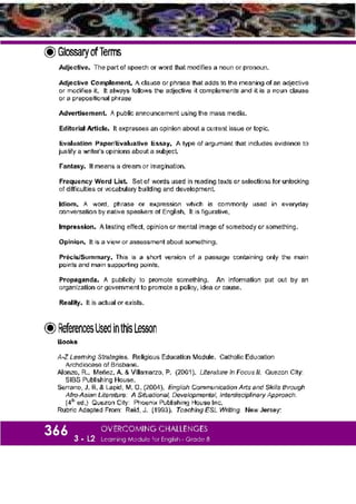 K-12 Grade 8 English Quarter 3 Lesson 2 Module