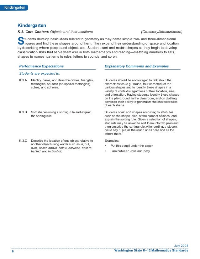 K 12 mathematics standards