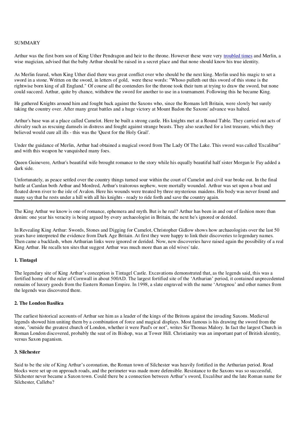 King Arthur Free Essay Example - blogger.com