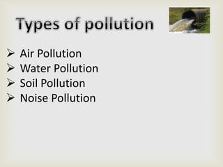 ?
?
?
?

Air Pollution
Water Pollution
Soil Pollution
Noise Pollution

 