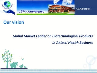Global Market Leader on Biotechnological Products
in Animal Health Business
Our vision
15th Anniversary
 