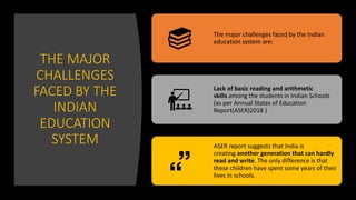 THE EDUCATION SYSTEM AND PRACTICES IN INDIA Issues and challenges in ...