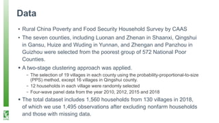 Data
▪ Rural China Poverty and Food Security Household Survey by CAAS
▪ The seven counties, including Luonan and Zhenan in...