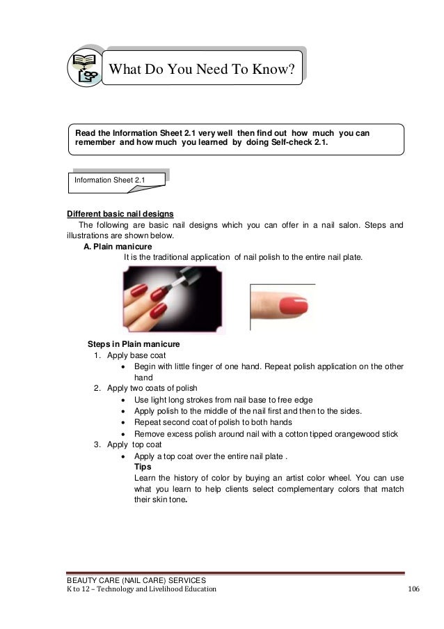 K to 12 nail care learning module