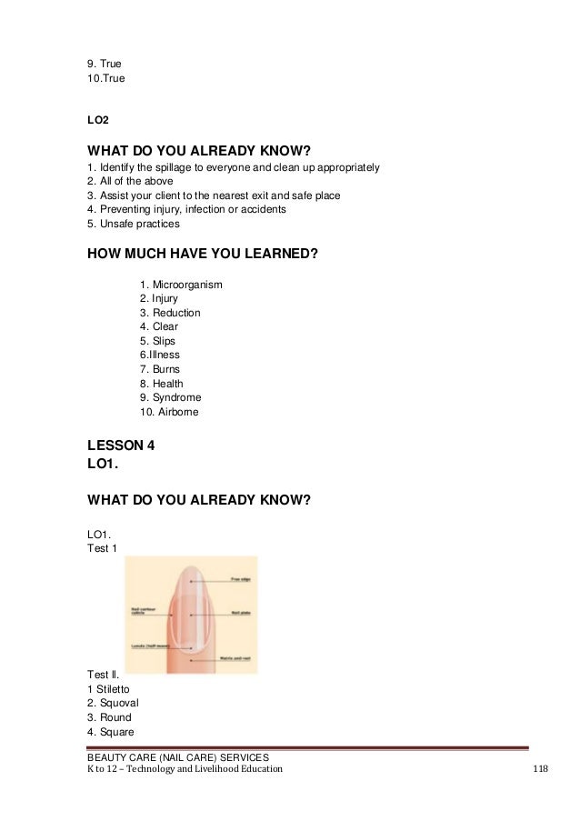 K to 12 nail care learning module