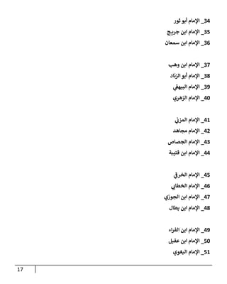 17
07
_
‫ثور‬ ‫أبو‬ ‫اإلمام‬
07
_
‫ج‬ ‫جري‬ ‫ابن‬ ‫اإلمام‬
00
_
‫سمعان‬ ‫ابن‬ ‫اإلمام‬
07
_
‫وهب‬ ‫ابن‬ ‫اإلمام‬
00
_
‫الزناد‬ ‫أبو‬ ‫اإلمام‬
09
_
‫ي‬
‫البيهف‬ ‫اإلمام‬
78
_
‫الزهري‬ ‫اإلمام‬
78
_
‫ي‬
‫المزب‬ ‫اإلمام‬
77
_
‫مجاهد‬ ‫اإلمام‬
70
_
‫الجصاص‬ ‫اإلمام‬
77
_
‫اإل‬
‫قتيبة‬ ‫ابن‬ ‫مام‬
77
_
‫ي‬
‫الخرف‬ ‫اإلمام‬
70
_
‫ي‬
‫الخطاب‬ ‫اإلمام‬
77
_
‫الجوزي‬ ‫ابن‬ ‫اإلمام‬
70
_
‫بطال‬ ‫ابن‬ ‫اإلمام‬
79
_
‫اء‬‫ر‬‫الف‬ ‫ابن‬ ‫اإلمام‬
78
_
‫عقيل‬ ‫ابن‬ ‫اإلمام‬
78
_
‫البغوي‬ ‫اإلمام‬
 
