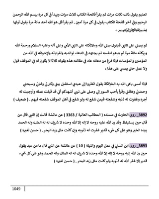 الكامل في أحاديث ذِكر الله وما ورد في فضله والأمر به والإكثار منه وأحاديث الأدعية والأذكار وما ورد في ألفاظها وفضائلها وأورادها / 6000 حديث