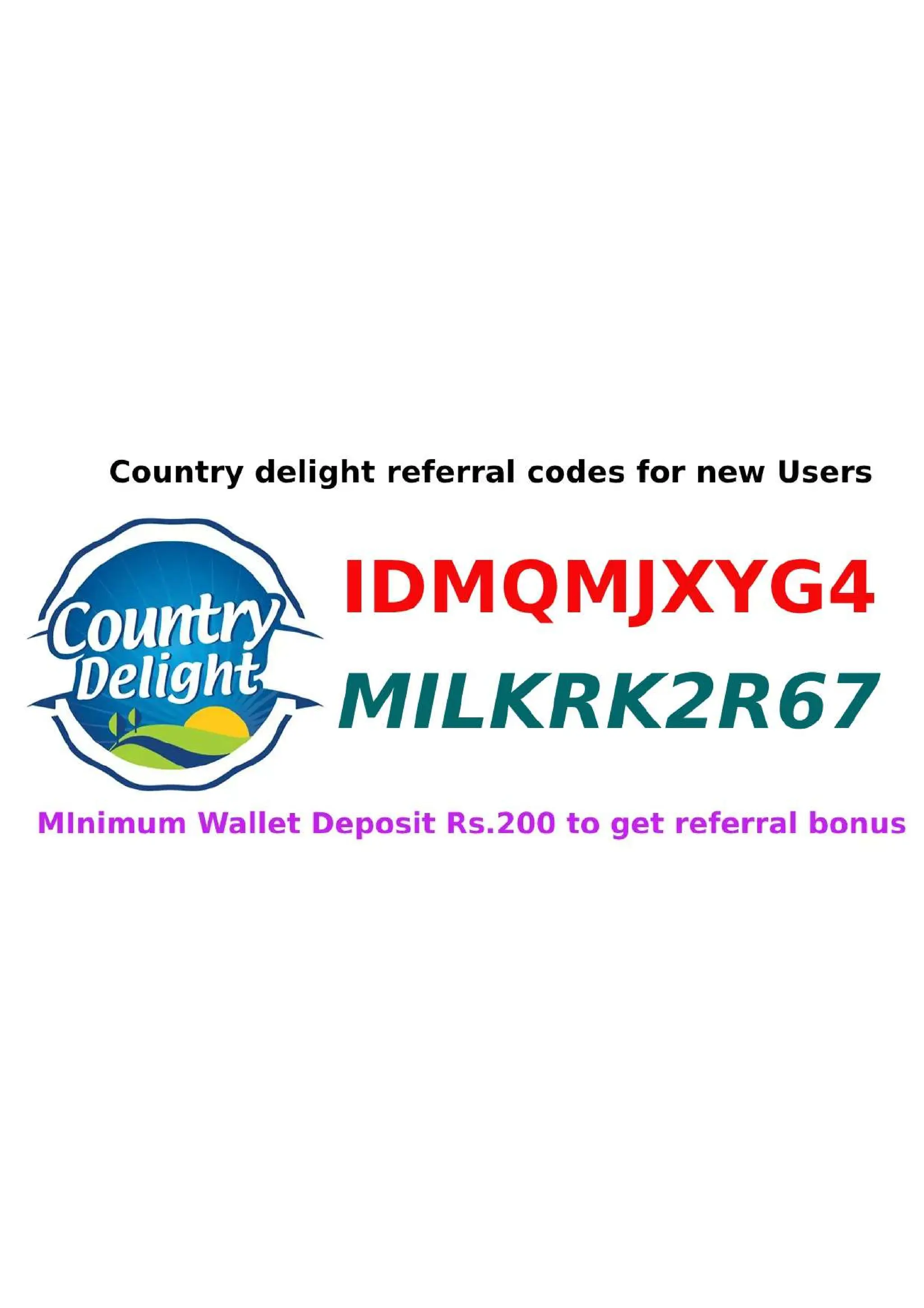 Country Delight Referral code (MILKRK2R67) | PDF
