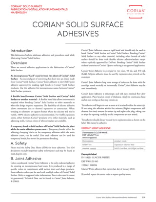 Corian Joint Adhesive Seaming Information