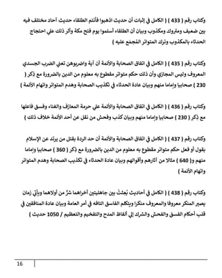 16
‫رقم‬ ‫وكتاب‬
(
022
( )
‫حديث‬ ‫أن‬ ‫إثبات‬ ‫ي‬
‫ن‬
‫ف‬ ‫الكامل‬
‫فيه‬ ‫مختلف‬ ‫آحاد‬ ‫حديث‬ ‫الطلقاء‬ ‫فأنتم‬ ‫اذهبوا‬
‫احتجاج‬ ‫ي‬
‫عل‬ ‫ذلك‬ ‫وأثر‬ ‫مكة‬ ‫فتح‬ ‫يوم‬ ‫أسلموا‬ ‫الطلقاء‬ ‫أن‬ ‫وبيان‬ ‫ومكذوب‬ ‫وك‬‫ومي‬ ‫ضعيف‬ ‫ن‬
‫بي‬
‫عليه‬ ‫ع‬‫جم‬ ُ‫الم‬ ‫المتواتر‬ ‫وترك‬ ‫بالمكذوب‬ ‫الحدثاء‬
)
‫رقم‬ ‫وكتاب‬
(
025
( )
‫الجسدي‬ ‫ب‬ ‫ن‬
‫الرص‬ ‫ي‬
‫ن‬
‫تعن‬ ‫بوهن‬ ‫ن‬
‫واض‬ ‫آية‬ ‫أن‬ ‫واألئمة‬ ‫الصحابة‬ ‫اتفاق‬ ‫ي‬
‫ن‬
‫ف‬ ‫الكامل‬
‫كر‬ِ
‫ذ‬ ‫مع‬ ‫ورة‬ ‫ن‬
‫بالرص‬ ‫الدين‬ ‫من‬ ‫معلوم‬ ‫به‬ ‫مقطوع‬‫متواتر‬ ‫حكم‬ ‫ذلك‬ ‫وأن‬ ‫المجازي‬ ‫وليس‬ ‫المعروف‬
(
022
)
‫األئمة‬ ‫واتهام‬‫المتواتر‬ ‫وهدم‬ ‫الصحابة‬ ‫تكذيب‬ ‫ي‬
‫ن‬
‫ف‬ ‫الحدثاء‬ ‫عادة‬ ‫وبيان‬ ‫منهم‬ ‫وإماما‬ ‫صحابيا‬
)
‫رقم‬ ‫وكتاب‬
(
020
( )
‫وفس‬ ‫والغناء‬ ‫المعازف‬ ‫حرمة‬ ‫ي‬
‫عل‬ ‫واألئمة‬ ‫الصحابة‬ ‫اتفاق‬ ‫ي‬
‫ن‬
‫ف‬ ‫الكامل‬
‫فاعلها‬ ‫ق‬
‫كر‬ِ
‫ذ‬ ‫مع‬
(
022
)
‫ذلك‬ ‫خالف‬ ‫األئمة‬ ‫أحد‬ ‫عن‬ ‫نقل‬ ‫من‬ ‫وفحش‬ ‫كذب‬‫وبيان‬ ‫منهم‬ ‫وإماما‬ ‫صحابيا‬
)
‫رقم‬ ‫وكتاب‬
(
022
( )
‫اإلسالم‬ ‫عن‬ ‫يرتد‬ ‫من‬ ‫بقتل‬ ‫الردة‬ ‫حد‬ ‫أن‬ ‫واألئمة‬ ‫الصحابة‬ ‫اتفاق‬ ‫ي‬
‫ن‬
‫ف‬ ‫الكامل‬
‫كر‬ِ
‫ذ‬ ‫مع‬ ‫ورة‬ ‫ن‬
‫بالرص‬ ‫الدين‬ ‫من‬ ‫معلوم‬ ‫به‬ ‫مقطوع‬ ‫متواتر‬ ‫حكم‬ ‫فعل‬ ‫أو‬ ‫بقول‬
(
202
)
‫صحا‬
‫وإماما‬ ‫بيا‬
‫و‬ ‫منهم‬
(
002
)
‫المتواتر‬ ‫وهدم‬ ‫الصحابة‬ ‫تكذيب‬ ‫ي‬
‫ن‬
‫ف‬ ‫الحدثاء‬ ‫عادة‬ ‫وبيان‬ ‫وأقوالهم‬ ‫آثارهم‬ ‫من‬ ‫مثاال‬
‫األئمة‬ ‫واتهام‬
)
‫رقم‬ ‫وكتاب‬
(
028
( )
‫زمان‬ ‫ي‬
‫ويأب‬ ‫أوالهما‬ ‫من‬ ٌّ ‫ر‬
‫رس‬ ‫اهما‬‫ر‬‫أخ‬ ‫ن‬
‫جاهليتي‬ ‫ن‬
‫بي‬
ُ
‫ثت‬ ِ
‫ع‬
ُ
‫ب‬ ‫أحاديث‬ ‫ي‬
‫ن‬
‫ف‬ ‫الكامل‬
‫الفا‬ ‫ويتكلم‬ ‫ا‬‫ر‬‫منك‬ ‫والمعروف‬ ‫معروفا‬ ‫المنكر‬ ‫يصي‬
‫ي‬
‫ن‬
‫ف‬ ‫ن‬
‫المنافقي‬ ‫عادة‬ ‫وبيان‬ ‫العامة‬ ‫أمر‬ ‫ي‬
‫ن‬
‫ف‬ ‫التافه‬ ‫سق‬
‫والتعظيم‬ ‫والتفخيم‬ ‫المدح‬ ‫ألفاظ‬ ‫ي‬
‫إل‬ ‫ك‬ ‫ر‬
‫والش‬ ‫والفحش‬ ‫الفسق‬ ‫أحكام‬ ‫قلب‬
/
6252
‫حديث‬
)
 