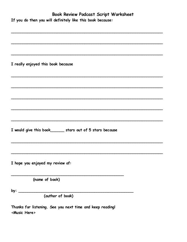 podcast script template k 5 book review script worksheet podcast script template k 5 book review script worksheet