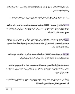 90
‫وإلبد‬ ‫يصلح‬ ‫لكنه‬ ، ‫إلتأسيس‬ ‫ي‬
‫ف‬ ‫عليه‬ ‫إإلعتمإد‬ ‫يمكن‬ ‫إل‬ ‫مثله‬ ‫أن‬ ‫بيإن‬ ‫ي‬
‫ف‬ ‫إإلختةلف‬ ‫هذإ‬ ‫بمثل‬ ‫ي‬
‫فكف‬
‫وإإلستئنإس‬ ‫إلمتإبعإت‬ ‫ي‬
‫ف‬
.
__
‫عليه‬ ‫إلشيطإن‬ ‫تعينوإ‬ ‫إل‬ ‫ي‬
‫إلنب‬ ‫وقول‬ ‫تل‬ ‫إك‬‫ز‬‫أخ‬ ‫إلقإئل‬ ‫قول‬ ‫ي‬
‫ف‬ ‫هريرة‬ ‫ي‬
‫أب‬ ‫حديث‬ ‫أسإنيد‬
:
1
_
‫روإه‬
‫صحيحه‬ ‫ي‬
‫ف‬ ‫إلبخإري‬
(
6777
)
‫إلهإد‬ ‫بن‬ ‫يزيد‬ ‫عن‬ ‫عيإض‬ ‫بن‬ ‫أنس‬ ‫عن‬ ‫سعيد‬ ‫بن‬ ‫قتيبة‬ ‫عن‬
‫هريرة‬ ‫ي‬
‫أب‬ ‫عن‬ ‫عوف‬ ‫بن‬ ‫إلرحمن‬ ‫عبد‬ ‫بن‬ ‫سلمة‬ ‫ي‬
‫أب‬ ‫عن‬ ‫إلحإرث‬ ‫بن‬ ‫إهيم‬‫ر‬‫ؤب‬ ‫بن‬ ‫دمحم‬ ‫عن‬
.
‫ؤسنإد‬ ‫وهذإ‬
‫فيه‬ ‫علة‬ ‫وإل‬ ‫ثقإت‬ ‫ورجإله‬ ‫صحيح‬
.
2
_
‫روإه‬
‫صحيحه‬ ‫ي‬
‫ف‬ ‫إلبخإري‬
(
6781
)
‫إلهإد‬ ‫بن‬ ‫يزيد‬ ‫عن‬ ‫عيإض‬ ‫بن‬ ‫أنس‬ ‫عن‬ ‫ي‬
‫إلمديب‬ ‫إبن‬ ‫ي‬
‫عل‬ ‫عن‬
‫هريرة‬ ‫ي‬
‫أب‬ ‫عن‬ ‫إلرحمن‬ ‫عبد‬ ‫بن‬ ‫سلمة‬ ‫ي‬
‫أب‬ ‫عن‬ ‫إلحإرث‬ ‫بن‬ ‫إهيم‬‫ر‬‫ؤب‬ ‫بن‬ ‫دمحم‬ ‫عن‬
.
‫صحيح‬ ‫ؤسنإد‬ ‫وهذإ‬
‫فيه‬ ‫علة‬ ‫وإل‬ ‫ثقإت‬ ‫ورجإله‬
.
3
-
4
_
‫روإه‬
‫سننه‬ ‫ي‬
‫ف‬ ‫دإود‬ ‫أبو‬
(
4477
)
‫إلهإد‬ ‫بن‬ ‫يزيد‬ ‫عن‬ ‫عيإض‬ ‫بن‬ ‫أنس‬ ‫عن‬ ‫سعيد‬ ‫بن‬ ‫قتيبة‬ ‫عن‬
‫هريرة‬ ‫ي‬
‫أب‬ ‫عن‬ ‫إلرحمن‬ ‫عبد‬ ‫بن‬ ‫سلمة‬ ‫ي‬
‫أب‬ ‫عن‬ ‫إلحإرث‬ ‫بن‬ ‫إهيم‬‫ر‬‫ؤب‬ ‫بن‬ ‫دمحم‬ ‫عن‬
.
‫أيوب‬ ‫بن‬ ‫ي‬ ‫ر‬
‫ويحب‬ ‫ح‬ ‫ي‬ ‫ر‬
‫ش‬ ‫بن‬ ‫حيوة‬ ‫عن‬ ‫وهب‬ ‫بن‬ ‫تل‬ ‫عبد‬ ‫عن‬ ‫إلمهري‬ ‫نإجية‬ ‫ي‬
‫أب‬ ‫بن‬ ‫دمحم‬ ‫عن‬ ‫إه‬‫ر‬‫وو‬
‫عبد‬ ‫بن‬ ‫سلمة‬ ‫ي‬
‫أب‬ ‫عن‬ ‫إلحإرث‬ ‫بن‬ ‫إهيم‬‫ر‬‫ؤب‬ ‫بن‬ ‫دمحم‬ ‫عن‬ ‫إلهإد‬ ‫بن‬ ‫يزيد‬ ‫عن‬ ‫لهيعة‬ ‫بن‬ ‫تل‬ ‫وعبد‬ ‫ي‬
‫ر‬
‫إلغإفف‬
‫هريرة‬ ‫ي‬
‫أب‬ ‫عن‬ ‫إلرحمن‬
.
‫أحإديث‬ ‫بضعة‬ ‫ي‬
‫ف‬ ‫أخطأ‬ ‫ربمإ‬ ‫صدوق‬ ‫لهيعة‬ ‫وإبن‬ ، ‫فيهإ‬ ‫علة‬ ‫وإل‬ ‫ثقإت‬ ‫ورجإل‬ ‫صحيحة‬ ‫أسإنيد‬ ‫وكلهإ‬
‫ثقة‬ ‫وكةلهمإ‬ ‫ي‬
‫إلتجيب‬ ‫وحيوة‬ ‫ي‬
‫ر‬
‫إلغإفف‬ ‫ي‬ ‫ر‬
‫يحب‬ ‫تإبعه‬ ‫لكن‬
.
 