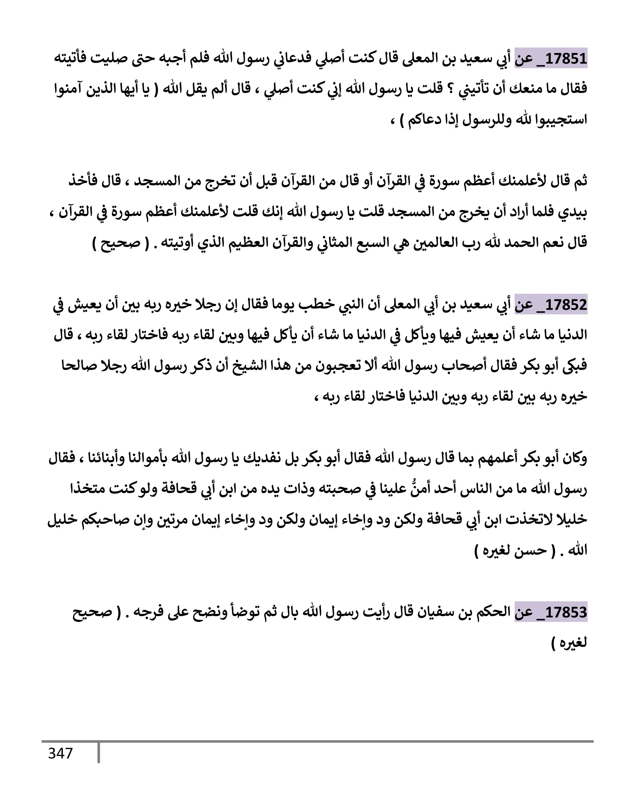الكامل في تقريب ( مسند أحمد بن حنبل ) بحذف الأسانيد مع بيان حكم كل حديث / الجزء السابع / مجموع الأجزاء السبعة ثمانية عشر ألف ( 18,000 ) إسناد