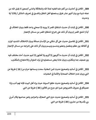 223
389
_
‫من‬ ‫تل‬ ‫يقبل‬ ‫إل‬ ‫أجمعي‬ ‫وإلنإس‬ ‫وإلمةلئكة‬ ‫تل‬ ‫لعنة‬ ‫فعليه‬ ‫علمإ‬ ‫كتم‬‫من‬ ‫أحإديث‬ ‫ي‬
‫ض‬ ‫إلكإمل‬
‫إلدإلئل‬ ‫تحريف‬ ‫ي‬
‫ض‬ ‫وإلفسق‬ ‫إلنفإق‬ ‫أهل‬ ‫يستعملهإ‬ ‫طرق‬ ‫ر‬
‫عش‬‫أشهر‬ ‫بيإن‬ ‫مع‬ ‫شيئإ‬ ‫عمله‬
/
570
‫آية‬
‫وحديث‬
390
_
‫ي‬
‫ض‬ ‫إلخةلف‬ ‫وبيإن‬ ‫فقط‬ ‫وإحد‬ ‫ي‬
‫صحإب‬ ‫ؤإل‬ ‫يرويه‬ ‫إل‬‫إلقمر‬ ‫إنشقإق‬ ‫حديث‬ ‫أن‬ ‫ؤثبإت‬ ‫ي‬
‫ض‬ ‫إلكإمل‬
‫آية‬
(
‫إلقمر‬ ‫إنشق‬
)
‫إؤلعجإز‬ ‫مسإئل‬ ‫من‬ ‫إلقمر‬ ‫إنشقإق‬ ‫إج‬‫ر‬‫ؤخ‬ ‫ي‬
‫عل‬ ‫ذلك‬ ‫أثر‬ ‫وبيإن‬
391
_
‫إلوإرد‬ ‫إلشديد‬ ‫إإلختةلف‬ ‫وبيإن‬ ‫صدقة‬ ‫إؤلنسإن‬ ‫من‬ ‫ي‬
‫ةلم‬ ُ
‫س‬ ‫كل‬ ‫ي‬
‫عل‬ ‫حديث‬ ‫تفإصيل‬ ‫ي‬
‫ض‬ ‫إلكإمل‬
‫إؤلعجإز‬ ‫مسإئل‬ ‫من‬ ‫إجه‬‫ر‬‫ؤخ‬ ‫ي‬
‫عل‬ ‫ذلك‬ ‫أثر‬ ‫وبيإن‬ ‫يسم‬ ِ
‫وم‬ ‫ومنسم‬‫وعضو‬ ‫ومفصل‬ ‫عظم‬ ‫بي‬ ‫ألفإظه‬ ‫ي‬
‫ض‬
392
_
‫فيه‬ ‫مختلف‬ ‫آحإد‬ ‫حديث‬ ‫لئيم‬ ‫ؤإل‬ ‫أهإنهن‬ ‫وإل‬ ‫كريم‬‫ؤإل‬ ‫أكرمهن‬ ‫مإ‬ ‫حديث‬ ‫أن‬ ‫ؤثبإت‬ ‫ي‬
‫ض‬ ‫إلكإمل‬
‫بإلمكذوب‬ ‫وإإلحتجإج‬‫إلمتوإتر‬ ‫ترك‬ ‫ي‬
‫ض‬ ‫يه‬ِ‫مستعمل‬ ‫بعض‬ ‫عإدة‬ ‫وبيإن‬ ‫ومكذوب‬ ‫جدإ‬ ‫ضعيف‬ ‫بي‬
393
_
‫من‬ ‫إم‬‫ر‬‫ح‬ ‫وسمإعهإ‬ ‫سحت‬ ‫إلمغنية‬ ‫ثمن‬ ‫حديث‬ ‫وتصحيح‬ ‫أسإنيد‬ ‫ي‬
‫ض‬ ‫إلكإمل‬
(
16
)
‫عن‬ ‫طريقإ‬
‫إلمغنيإت‬ ‫ي‬
‫ض‬ ‫وإألئمة‬ ‫إلصحإبة‬ ‫إختةلف‬ ‫عدم‬ ‫وبيإن‬ ‫ي‬
‫إلنت‬
394
_
‫وإذإ‬ ‫أدب‬ ‫لهم‬ ‫فؤنه‬ ‫إلبيت‬ ‫أهل‬ ‫إه‬‫ر‬‫ي‬ ‫حيث‬ ‫إلسوط‬ ‫علقوإ‬ ‫حديث‬ ‫وتصحيح‬ ‫أسإنيد‬ ‫ي‬
‫ض‬ ‫إلكإمل‬
‫ثةلثي‬ ‫من‬ ‫ح‬‫مب‬ ‫غب‬ ‫بإ‬‫ض‬ ‫بوهن‬‫فإض‬ ‫معروف‬ ‫ي‬
‫ض‬ ‫عصينكم‬
(
30
)
‫ي‬
‫إلنت‬ ‫عن‬ ‫طريقإ‬
395
_
‫ي‬
‫أمرب‬ ‫وقإل‬ ‫صإحبهإ‬ ‫ولعن‬‫إمب‬‫ز‬‫وإلم‬ ‫إلمعإزف‬ ‫ي‬
‫إلنت‬ ‫م‬ ّ
‫حر‬ ‫حديث‬ ‫وتصحيح‬ ‫أسإنيد‬ ‫ي‬
‫ض‬ ‫إلكإمل‬
‫ين‬ ‫ر‬
‫عش‬ ‫من‬ ‫بكشهإ‬ ‫ي‬
‫رب‬
(
20
)
‫ي‬
‫إلنت‬ ‫عن‬ ‫طريقإ‬
 