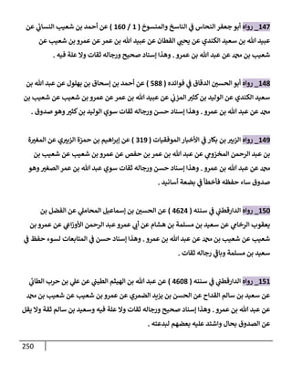 250
147
_
‫روإه‬
‫وإلمنسوخ‬ ‫إلنإسخ‬ ‫ي‬
‫ض‬ ‫إلنحإس‬ ‫جعفر‬ ‫أبو‬
(
1
/
160
)
‫عن‬ ‫ي‬
‫إلنسإب‬ ‫شعيب‬ ‫بن‬ ‫أحمد‬ ‫عن‬
‫عن‬ ‫شعيب‬ ‫بن‬ ‫عمرو‬ ‫عن‬‫عمر‬ ‫بن‬ ‫تل‬ ‫عبيد‬ ‫عن‬ ‫إلقطإن‬ ‫ي‬ ‫ر‬
‫يحب‬ ‫عن‬ ‫إلكندي‬ ‫سعيد‬ ‫بن‬ ‫تل‬ ‫عبيد‬
‫عمرو‬ ‫بن‬ ‫تل‬ ‫عبد‬ ‫عن‬ ‫بن‬ ‫شعيب‬
.
‫فيه‬ ‫علة‬ ‫وإل‬ ‫ثقإت‬ ‫ورجإله‬ ‫صحيح‬ ‫ؤسنإد‬ ‫وهذإ‬
.
148
_
‫روإه‬
‫فوإئده‬ ‫ي‬
‫ض‬ ‫إلدقإق‬ ‫ر‬
‫إلحسي‬ ‫أبو‬
(
588
)
‫بن‬ ‫تل‬ ‫عبد‬ ‫عن‬ ‫بهلول‬ ‫بن‬ ‫ؤسحإق‬ ‫بن‬ ‫أحمد‬ ‫عن‬
‫بن‬ ‫شعيب‬ ‫عن‬ ‫شعيب‬ ‫بن‬ ‫عمرو‬ ‫عن‬‫عمر‬ ‫بن‬ ‫تل‬ ‫عبيد‬ ‫عن‬ ‫ي‬
‫إلمزب‬ ‫ر‬
‫كثي‬‫بن‬ ‫إلوليد‬ ‫عن‬ ‫إلكندي‬ ‫سعيد‬
‫عمرو‬ ‫بن‬ ‫تل‬ ‫عبد‬ ‫عن‬
.
‫صدوق‬ ‫وهو‬ ‫ر‬
‫كثي‬‫بن‬ ‫إلوليد‬ ‫سوي‬ ‫ثقإت‬ ‫ورجإله‬ ‫حسن‬ ‫ؤسنإد‬ ‫وهذإ‬
.
149
_
‫روإه‬
‫إلموفقيإت‬ ‫إألخبإر‬ ‫ي‬
‫ض‬ ‫بكإر‬ ‫بن‬ ‫ر‬
‫إلزبي‬
(
319
)
‫ة‬ ‫ر‬
‫إلمغي‬ ‫عن‬ ‫ي‬ ‫ر‬
‫إلزبي‬ ‫حمزة‬ ‫بن‬ ‫إهيم‬‫ر‬‫ؤب‬ ‫عن‬
‫بن‬ ‫شعيب‬ ‫عن‬ ‫شعيب‬ ‫بن‬ ‫عمرو‬ ‫عن‬ ‫حفص‬ ‫بن‬ ‫عمر‬ ‫بن‬ ‫تل‬ ‫عبد‬ ‫عن‬ ‫ي‬
‫إلمخزوم‬ ‫إلرحمن‬ ‫عبد‬ ‫بن‬
‫عمرو‬ ‫بن‬ ‫تل‬ ‫عبد‬ ‫عن‬
.
‫وهو‬ ‫ر‬
‫إلصغي‬ ‫عمر‬ ‫بن‬ ‫تل‬ ‫عبد‬ ‫سوي‬ ‫ثقإت‬ ‫ورجإله‬ ‫حسن‬ ‫ؤسنإد‬ ‫وهذإ‬
‫أسإنيد‬ ‫بضعة‬ ‫ي‬
‫ض‬ ‫فأخطأ‬ ‫حفظه‬ ‫سإء‬ ‫صدوق‬
.
150
_
‫روإه‬
‫سننه‬ ‫ي‬
‫ض‬ ‫ي‬
‫إلدإرقطب‬
(
4624
)
‫بن‬ ‫إلفضل‬ ‫عن‬ ‫ي‬
‫إلمحإمل‬ ‫ؤسمإعيل‬ ‫بن‬ ‫ر‬
‫إلحسي‬ ‫عن‬
‫بن‬ ‫عمرو‬ ‫عن‬ ‫ي‬
‫إش‬‫ز‬‫إألو‬ ‫إلرحمن‬ ‫عبد‬‫عمرو‬ ‫ي‬ ‫ر‬
‫أب‬ ‫عن‬ ‫هشإم‬ ‫بن‬ ‫مسلمة‬ ‫بن‬ ‫سعيد‬ ‫عن‬ ‫ي‬
‫إلرخإم‬ ‫يعقوب‬
‫عمرو‬ ‫بن‬ ‫تل‬ ‫عبد‬ ‫عن‬ ‫بن‬ ‫شعيب‬ ‫عن‬ ‫شعيب‬
.
‫ي‬
‫ض‬ ‫حفظ‬ ‫لسوء‬ ‫إلمتإبعإت‬ ‫ي‬
‫ض‬ ‫حسن‬ ‫ؤسنإد‬ ‫وهذإ‬
‫ثقإت‬ ‫رجإله‬ ‫ي‬
‫ر‬
‫وبإض‬ ‫مسلمة‬ ‫بن‬ ‫سعيد‬
.
151
_
‫روإه‬
‫سننه‬ ‫ي‬
‫ض‬ ‫ي‬
‫إلدإرقطب‬
(
4608
)
‫ي‬
‫إلطإب‬ ‫حرب‬ ‫بن‬ ‫ي‬
‫عل‬ ‫عن‬ ‫ي‬
‫إلطيب‬ ‫إلهيثم‬ ‫بن‬ ‫تل‬ ‫عبد‬ ‫عن‬
‫بن‬ ‫شعيب‬ ‫عن‬ ‫شعيب‬ ‫بن‬ ‫عمرو‬ ‫عن‬ ‫إلضمري‬ ‫يزيد‬ ‫بن‬ ‫إلحسن‬ ‫عن‬ ‫إلقدإح‬ ‫سإلم‬ ‫بن‬ ‫سعيد‬ ‫عن‬
‫عمرو‬ ‫بن‬ ‫تل‬ ‫عبد‬ ‫عن‬
.
‫يقل‬ ‫وإل‬ ‫ثقة‬ ‫سإلم‬ ‫بن‬ ‫وسعيد‬ ‫فيه‬ ‫علة‬ ‫وإل‬ ‫ثقإت‬ ‫ورجإله‬ ‫صحيح‬ ‫ؤسنإد‬ ‫وهذإ‬
‫لبدعته‬ ‫بعضهم‬ ‫عليه‬ ‫وإشتد‬ ‫بحإل‬ ‫إلصدوق‬ ‫عن‬
.
 