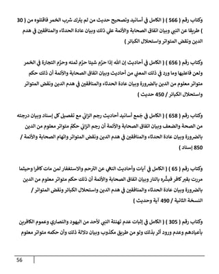 56
‫رقم‬ ‫وكتإب‬
(
566
)
(
‫من‬ ‫فإقتلوه‬ ‫إلخمر‬ ‫ب‬ ‫ر‬
‫ش‬ ‫ك‬ ‫ر‬
‫يي‬ ‫لم‬ ‫من‬ ‫حديث‬ ‫وتصحيح‬ ‫أسإنيد‬ ‫ي‬
‫ض‬ ‫إلكإمل‬
(
30
)
‫هدم‬ ‫ي‬
‫ض‬ ‫ر‬
‫وإلمنإفقي‬ ‫إلحدثإء‬ ‫عإدة‬ ‫وبيإن‬ ‫ذلك‬ ‫ي‬
‫عل‬ ‫وإألئمة‬ ‫إلصحإبة‬ ‫إتفإق‬ ‫وبيإن‬ ‫ي‬ ‫ر‬
‫إلنب‬ ‫عن‬ ‫طريقإ‬
‫إلكبإئر‬ ‫وإستحةلل‬‫إلمتوإتر‬ ‫ونقض‬ ‫إلدين‬
)
‫رقم‬ ‫وكتإب‬
(
656
)
(
‫إلخمر‬ ‫ي‬
‫ض‬ ‫إلتجإرة‬ ‫م‬ َّ
‫وحر‬ ‫ثمنه‬ ‫م‬ َّ
‫حر‬ ‫شييإ‬ ‫م‬ َّ
‫حر‬ ‫ؤذإ‬ ‫تل‬ ‫ؤن‬ ‫أحإديث‬ ‫ي‬
‫ض‬ ‫إلكإمل‬
‫حكم‬ ‫ذلك‬ ‫أن‬ ‫وإألئمة‬ ‫إلصحإبة‬ ‫إتفإق‬ ‫وبيإن‬ ‫أحإديث‬ ‫من‬ ‫ي‬
‫إلمعب‬ ‫ذلك‬ ‫ي‬
‫ض‬ ‫ورد‬ ‫ومإ‬ ‫فإعليهإ‬ ‫ولعن‬
‫إلمتوإتر‬ ‫ونقض‬ ‫إلدين‬ ‫هدم‬ ‫ي‬
‫ض‬ ‫ر‬
‫وإلمنإفقي‬ ‫إلحدثإء‬ ‫عإدة‬ ‫وبيإن‬ ‫ورة‬‫بإلرص‬ ‫إلدين‬ ‫من‬ ‫معلوم‬ ‫متوإتر‬
‫إلكبإئر‬ ‫وإستحةلل‬
/
450
‫حديث‬
)
‫رقم‬ ‫وكتإب‬
(
658
)
(
‫درجته‬ ‫وبيإن‬ ‫ؤسنإد‬ ‫كل‬‫تفصيل‬ ‫مع‬ ‫ي‬
‫إب‬‫ز‬‫إل‬ ‫رجم‬ ‫أحإديث‬ ‫أسإنيد‬ ‫مع‬
َ
‫ج‬ ‫ي‬
‫ض‬ ‫إلكإمل‬
‫إلدين‬ ‫من‬ ‫معلوم‬ ‫متوإتر‬ ٌ
‫حكم‬ ‫ي‬
‫إب‬‫ز‬‫إل‬ ‫رجم‬ ‫أن‬ ‫وإألئمة‬ ‫إلصحإبة‬ ‫إتفإق‬ ‫وبيإن‬ ‫وإلضعف‬ ‫إلصحة‬ ‫من‬
‫وإألئمة‬ ‫إلصحإبة‬ ‫وإتهإم‬‫إلمتوإتر‬ ‫ونقض‬ ‫إلدين‬ ‫هدم‬ ‫ي‬
‫ض‬ ‫ر‬
‫وإلمنإفقي‬ ‫إلحدثإء‬ ‫عإدة‬ ‫وبيإن‬ ‫ورة‬‫بإلرص‬
/
850
‫ؤسنإد‬
)
‫رقم‬ ‫وكتإب‬
(
65
)
(
‫وحيثمإ‬ ‫إ‬‫ر‬‫كإف‬‫مإت‬ ‫لمن‬ ‫وإإلستغفإر‬ ‫حم‬ ‫ر‬
‫إلي‬ ‫عن‬ ‫ي‬
‫إلنه‬ ‫وأحإديث‬ ‫آيإت‬ ‫ي‬
‫ض‬ ‫إلكإمل‬
‫إلدين‬ ‫من‬ ‫معلوم‬ ‫متوإتر‬ ‫حكم‬ ‫ذلك‬ ‫أن‬ ‫وإألئمة‬ ‫إلصحإبة‬ ‫إتفإق‬ ‫وبيإن‬‫بإلنإر‬ ‫ه‬
ِّ‫ر‬
‫فبش‬ ‫كإفر‬ ‫ر‬
‫بقي‬ ‫مررت‬
‫إلمتوإتر‬ ‫ونقض‬‫إلكبإئر‬ ‫وإستحةلل‬ ‫إلدين‬ ‫هدم‬ ‫ي‬
‫ض‬ ‫ر‬
‫وإلمنإفقي‬ ‫إلحدثإء‬ ‫عإدة‬ ‫وبيإن‬ ‫ورة‬‫بإلرص‬
/
‫إلثإنية‬ ‫إلنسخة‬
/
490
‫وحديث‬ ‫آية‬
)
‫رقم‬ ‫وكتإب‬
(
305
)
(
‫إلكإفرين‬ ‫وعموم‬ ‫وإلنصإري‬ ‫إليهود‬ ‫من‬ ‫ألحد‬ ‫ي‬ ‫ر‬
‫إلنب‬ ‫تهنية‬ ‫عدم‬ ‫ؤثبإت‬ ‫ي‬
‫ض‬ ‫إلكإمل‬
‫معلوم‬ ‫متوإتر‬ ‫حكمه‬ ‫وأن‬ ‫ذلك‬ ‫دإللة‬ ‫وبيإن‬ ‫مكذوب‬ ‫طريق‬ ‫من‬ ‫ولو‬ ‫بذلك‬ ‫أثر‬ ‫ورود‬ ‫وعدم‬ ‫بأعيإدهم‬
 