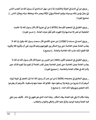 52
_
‫إد‬‫ر‬‫وإإلنف‬ ‫إلعزلة‬ ‫ي‬
‫ػ‬ ‫إلدنيإ‬ ‫ي‬
‫أب‬ ‫إبن‬ ‫وروي‬
(
5
)
‫إلنإس‬ ‫أعجب‬ ‫ؤن‬ ‫تل‬ ‫رسول‬ ‫أن‬ ‫إلسإعدي‬ ‫سهل‬ ‫عن‬
‫إلنإس‬ ‫ل‬ ‫ر‬
‫ويعت‬ ‫ه‬
َ
‫ين‬ ِ
‫د‬ ‫ويحفظ‬ ‫مإله‬ ‫ويعمر‬ ‫كإة‬
‫إلز‬ ‫ي‬
‫ر‬
‫ويؤب‬ ‫إلصةلة‬ ‫ويقيم‬ ‫ورسوله‬ ‫بإثل‬ ‫يؤمن‬ ٌ‫رجل‬ َّ
‫ي‬
‫ؤل‬
.
(
‫ه‬‫لغت‬ ‫صحيح‬
)
_
‫ي‬
‫ػ‬ ‫ي‬
‫إب‬‫إلطت‬ ‫وروي‬
‫إألوسط‬ ‫إلمعجم‬
(
4770
)
‫خفيت‬ ‫ؤذإ‬ ‫تل‬ ‫رسول‬ ‫قإل‬ ‫قإل‬ ‫هريرة‬ ‫ي‬
‫أب‬ ‫عن‬
‫إلعإمة‬ ‫ت‬َّ
‫ض‬ َّ
‫غت‬
ُ
‫ت‬ ‫فلم‬ ‫ظهرت‬ ‫وإذإ‬ ‫صإحبهإ‬ ‫ؤإل‬ ‫ترص‬ ‫لم‬ ‫إلخطيئة‬
.
(
‫ه‬‫لغت‬ ‫حسن‬
)
_
‫ي‬
‫ػ‬ ‫أحمد‬ ‫وروي‬
‫مسنده‬
(
17267
)
‫إل‬ ‫تل‬ ‫ؤن‬ ‫يقول‬ ‫تل‬ ‫رسول‬ ‫سمعت‬ ‫قإل‬ ‫إلكندي‬ ‫عدي‬ ‫عن‬
‫ينكروه‬ ‫فةل‬ ‫ينكروه‬ ‫أن‬ ‫عل‬ ‫قإدرون‬ ‫وهم‬ ‫إنيهم‬‫ر‬‫ظه‬ ‫بي‬ ‫إلمنكر‬ ‫يروإ‬ ‫ر‬
‫حب‬ ‫إلخإصة‬ ‫بعمل‬ ‫إلعإمة‬ ‫يعذب‬
‫وإلعإمة‬ ‫إلخإصة‬ ‫تل‬ ‫عذب‬ ‫ذلك‬ ‫فعلوإ‬ ‫فؤذإ‬
.
(
‫صحيح‬
)
_
‫ي‬
‫ػ‬ ‫ي‬
‫إب‬‫إلطت‬ ‫وروي‬
‫إلكبت‬ ‫إلمعجم‬
(
343
)
‫إل‬ ‫تل‬ ‫ؤن‬ ‫تل‬ ‫رسول‬ ‫قإل‬ ‫قإل‬ ‫ة‬‫عمت‬ ‫بن‬ ‫إلعرس‬ ‫عن‬
‫حي‬ ‫فذإك‬ ‫ه‬‫تغت‬ ‫وإل‬ ‫ه‬‫تغت‬ ‫أن‬ ‫إلعإمة‬ ‫تقدر‬ ‫بعمل‬ ‫إلخإصة‬ ‫تعمل‬ ‫ر‬
‫حب‬ ‫إلخإصة‬ ‫بعمل‬ ‫إلعإمة‬ ‫يعذب‬
‫وإلخإصة‬ ‫إلعإمة‬ ‫هةلك‬ ‫ي‬
‫ػ‬ ‫تل‬ ‫يأذن‬
.
(
‫ه‬‫لغت‬ ‫صحيح‬
)
_
‫ي‬
‫ػ‬ ‫إلبخإري‬ ‫وروي‬
‫صحيحه‬
(
3378
)
‫تبوك‬ ‫غزوة‬ ‫ي‬
‫ػ‬ َ
‫جر‬ ِ
‫إلح‬ ‫نزل‬ ‫لمإ‬ ‫تل‬ ‫رسول‬ ‫أن‬ ‫عمر‬ ‫إبن‬ ‫عن‬
‫يطرحوإ‬ ‫أن‬ ‫فأمرهم‬ ، ‫وإستقينإ‬ ‫منهإ‬ ‫عجنإ‬ ‫قد‬ ‫فقإلوإ‬ ، ‫منهإ‬ ‫يستقوإ‬ ‫وإل‬ ‫هإ‬ ‫ئ‬
‫بت‬ ‫من‬ ‫بوإ‬ ‫ر‬
‫يش‬ ‫إل‬ ‫أن‬ ‫أمرهم‬
‫إلمإء‬ ‫ذلك‬ ‫هريقوإ‬‫وي‬ ‫إلعجي‬ ‫ذلك‬
.
(
‫صحيح‬
)
‫إلمكإن‬ ‫ببقإء‬ ‫إللعنة‬ ‫فيه‬ ‫ي‬
‫ر‬
‫تبؼ‬ ‫إل‬ ‫مكإن‬ ‫وهذإ‬
.
‫ذإته‬ ‫ي‬
‫ػ‬ ‫طهور‬ ‫هو‬ ‫إلذي‬ ‫إلمإء‬ ‫وهذإ‬
.
‫ي‬
‫ر‬
‫تبؼ‬ ‫بمن‬ ‫فكيف‬
‫وإلعقإب‬ ‫وإلثوإب‬ ‫ي‬
‫وإلنه‬‫إألمر‬ ‫عليه‬ ٌ
‫م‬ِ
‫وإلز‬ ‫إلوعيد‬ ‫وعليه‬ ‫إللعنة‬ ‫فيه‬
.
 